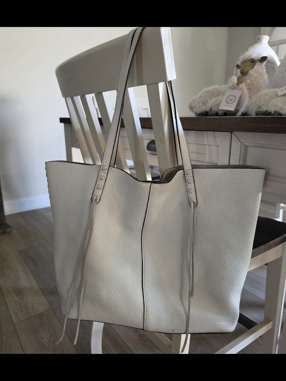 Rebecca Minkoff Cream Pebbled Leather Tote